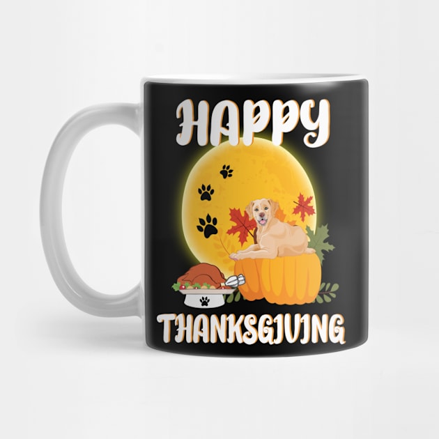 Golden Retriever Seeing Turkey Dish Happy Halloween Thanksgiving Merry Christmas Day by Cowan79